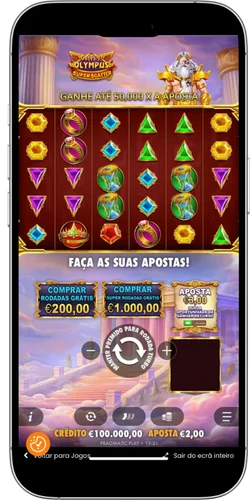 Ecrã principal Gates of Olympus Super Scatter com grelha 6x5